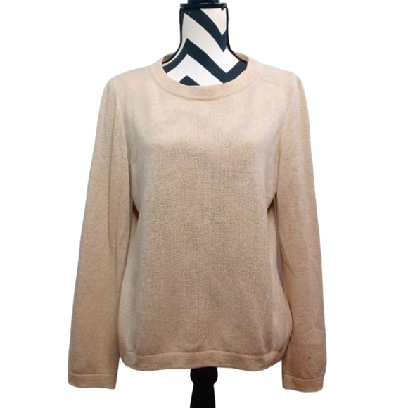 St. John Old Money Cashmere Blend Cream Gold Crewneck Jumper Sweater - Picture 1 of 13